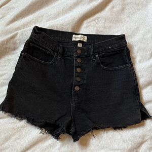 Abercrombie & Fitch Black Curve Love High-Rise Button-Front Denim Shorts
